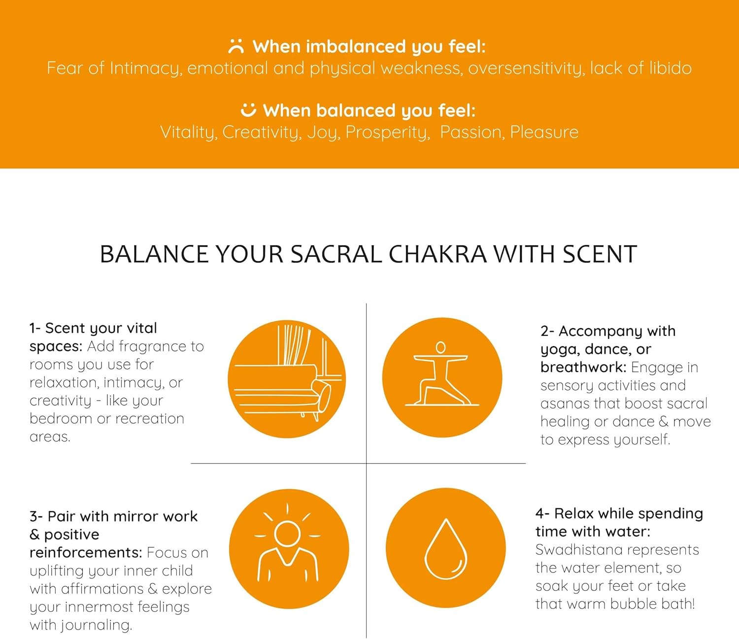 Sacral Chakra Essential Oil Roll-On Blend by Aromafume | 10ml/0.33 fl oz | Swadisthana | Aromatherapy Oils for Chakra Balance | Orange & Patchouli Extracts | Chakra Incense for Meditation, Yoga, Reiki