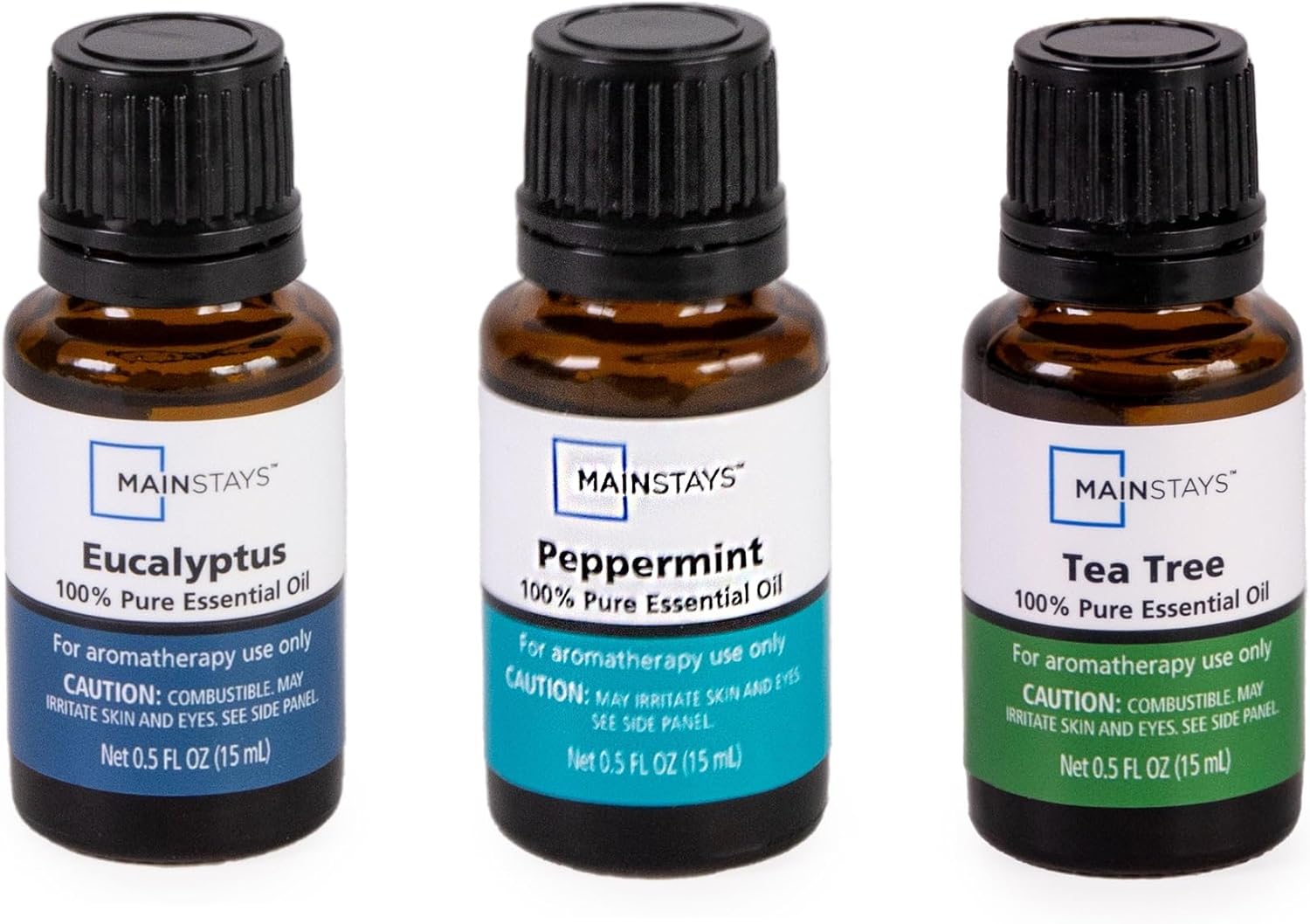 100% Pure Essential Oil Variety 3 Pack [15ml] (Eucalyptus, Peppermint, Tea Tree)