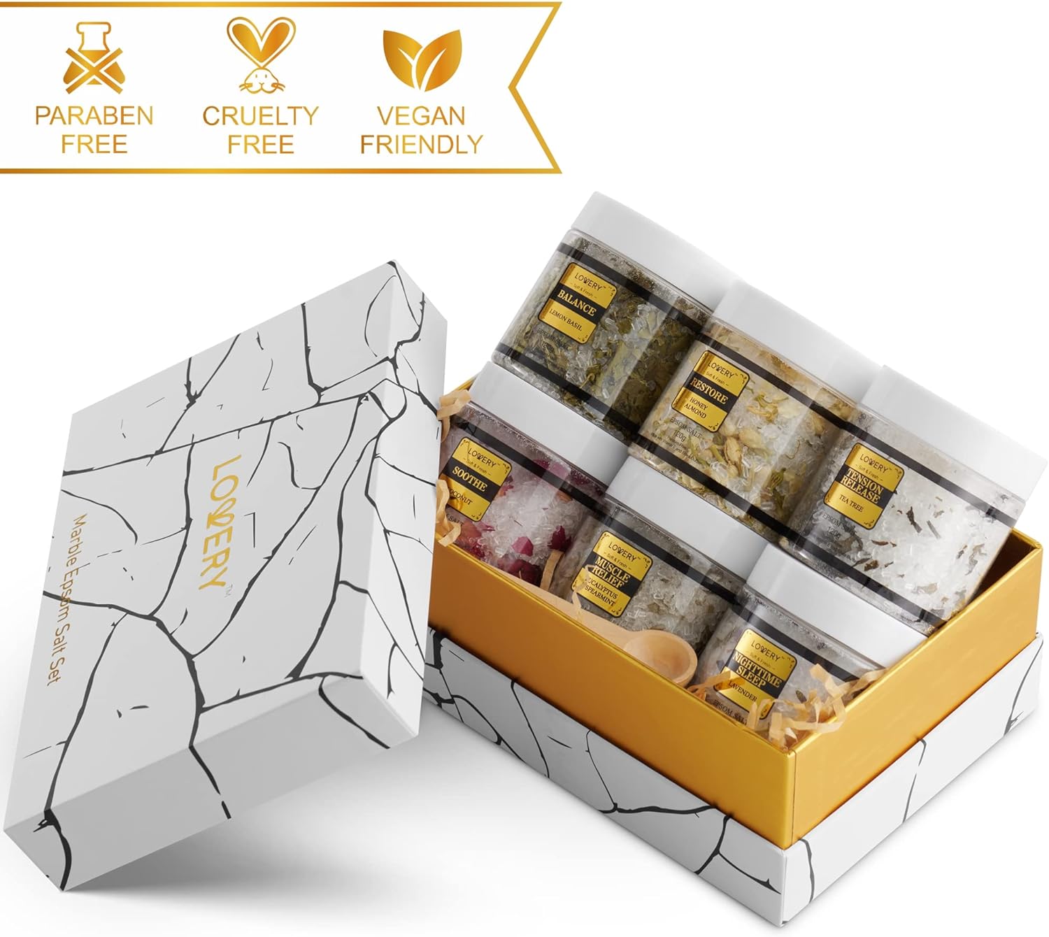 Gifts for Women Who Have Everything Spa Gift Basket, Epsom Bath Salts Gift Basket Set, Self Care Salt W/Essential Oil, Gifts for Mom, Her, Lavender, Eucalyptus, Lemon, Coconut, Tea Tree, Honey Almond