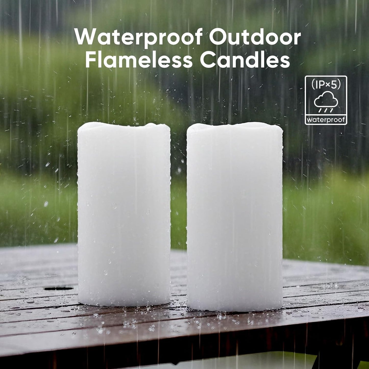 Amagic 3”x6” Flameless Candles Dusk to Dawn Sensor, Outdoor Waterproof Candles Battery Operated, Auto On/Off Flickering Fake LED Pillar Candle for Patio, Yard, Porch, Entryway, Lantern Decor, Set of 2
