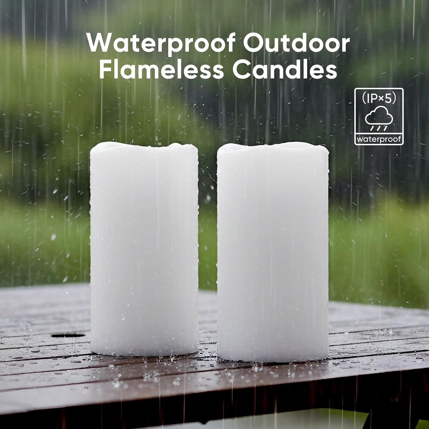 Amagic 3”x6” Flameless Candles Dusk to Dawn Sensor, Outdoor Waterproof Candles Battery Operated, Auto On/Off Flickering Fake LED Pillar Candle for Patio, Yard, Porch, Entryway, Lantern Decor, Set of 2