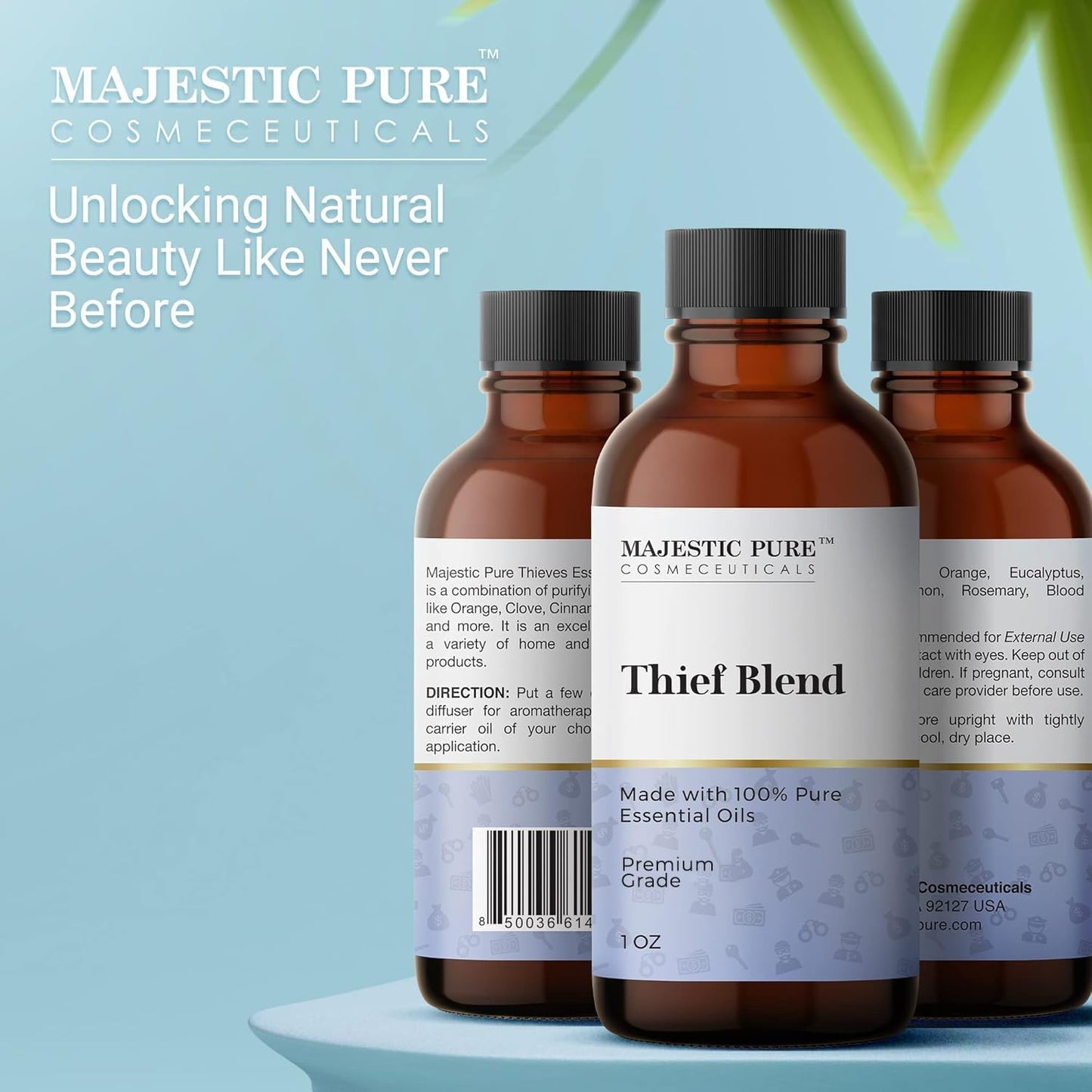 Majestic Pure Essential Oil Blend with Eucalyptus, Rosemary, Lemon & Other Oils | 100% Pure Premium Oil for Uplifting Mood, DIY Products, Cleansing | Essential Oils for Diffusers & Aromatherapy | 1oz