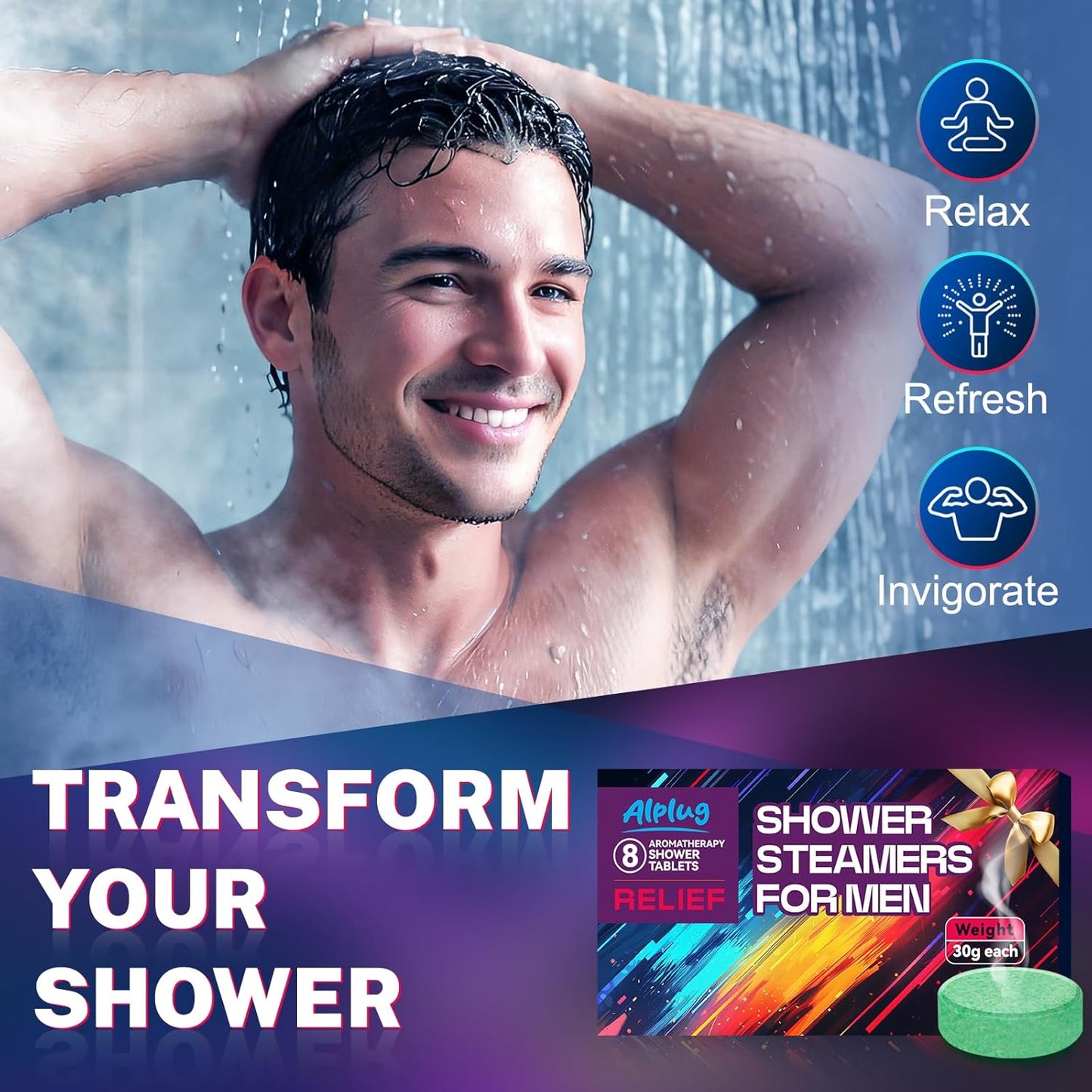 Shower Steamers for Men 8 Pack - Gifts for Men, Shower Bombs Aromatherapy with Essential Oils, Mens Gifts Ideas, Birthday Gifts for Him Dad Husband, Gifts for Mens Who Have Everything