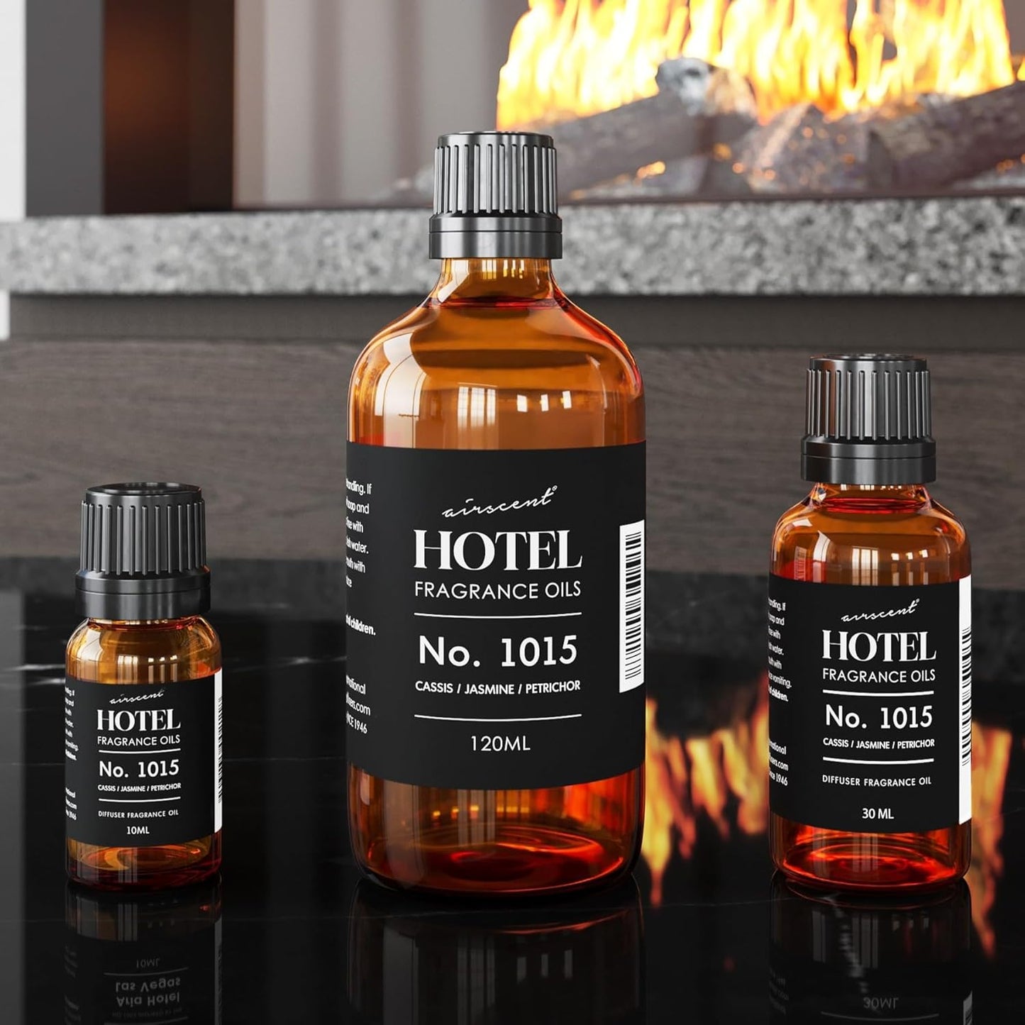 AirScent Hotel Diffuser Oil No. 1015 - Cassis Jasmine Petrichor - Premium Fragrance Oil for Ultrasonic and Waterless Diffusers and Crafting - 10 mL, 0.34 fl oz Glass Dropper Blottle