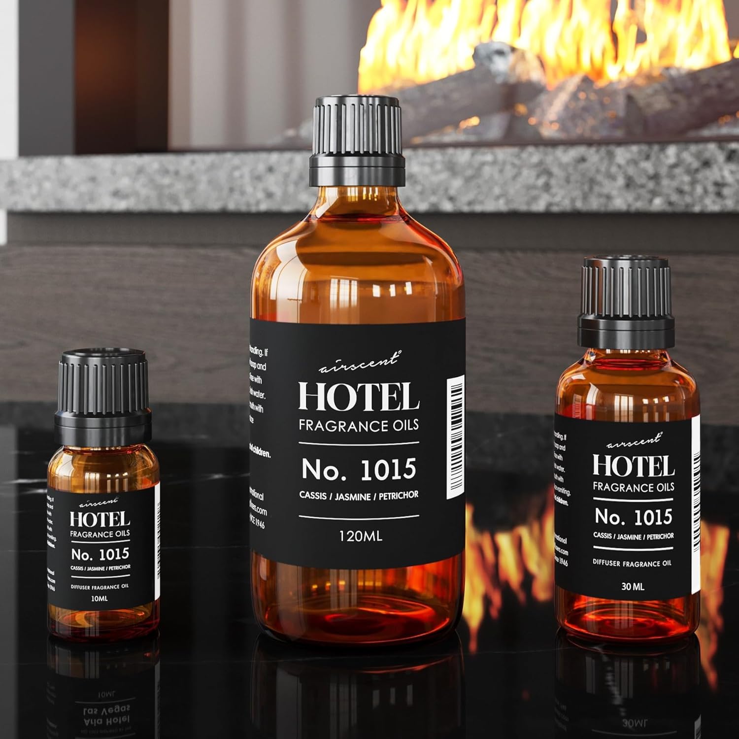 AirScent Hotel Diffuser Oil No. 1015 - Cassis Jasmine Petrichor - Premium Fragrance Oil for Ultrasonic and Waterless Diffusers and Crafting - 10 mL, 0.34 fl oz Glass Dropper Blottle