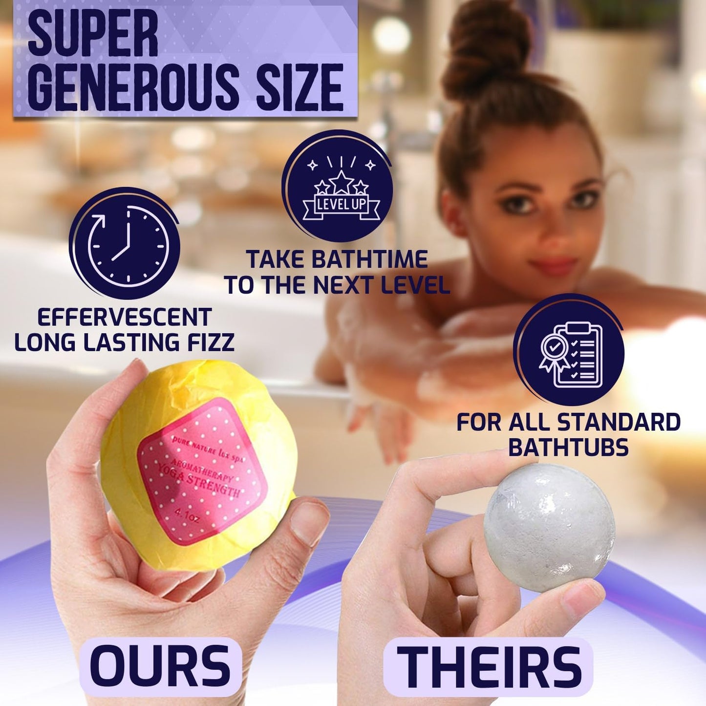Bath Bombs Gift Set - Ultra Bubble XXL Fizzies (6 x 4.1 oz) with Natural Dead Sea Salt Cocoa and Shea Essential Oils, The Best Birthday Gift Idea for Her/Him, Wife, Girlfriend, Women, Kids