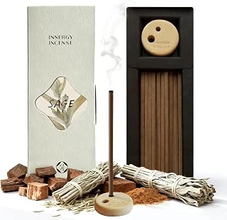 Innergy Sage Square Incense Sticks, No Bamboo Core, 50 Count | 100% natural, no synthetic fragrance or dyes, sage herbal aroma, space reset, meditation, daily ritual