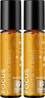Focus Essential Oil Roll On - Aromatherapy Essential Oil Roller with Invigorating Pure Citrus and Mint Oils - Attention and Focus Essential Oil Blend with Eucalyptus Peppermint & Grapefruit (2 Pack)