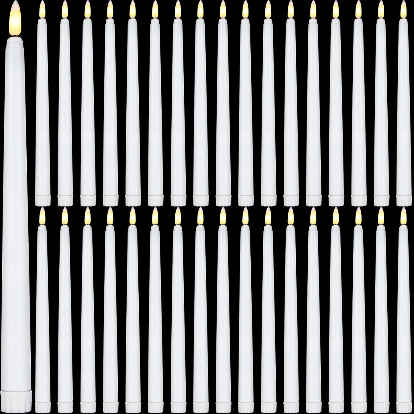 Reginary 36 Pieces Flameless Taper Candles Battery Operated Bulk 11" Plastic Lights LED Candlesticks Window Candles for Birthday Wedding Church Decor Party Supplies(White)