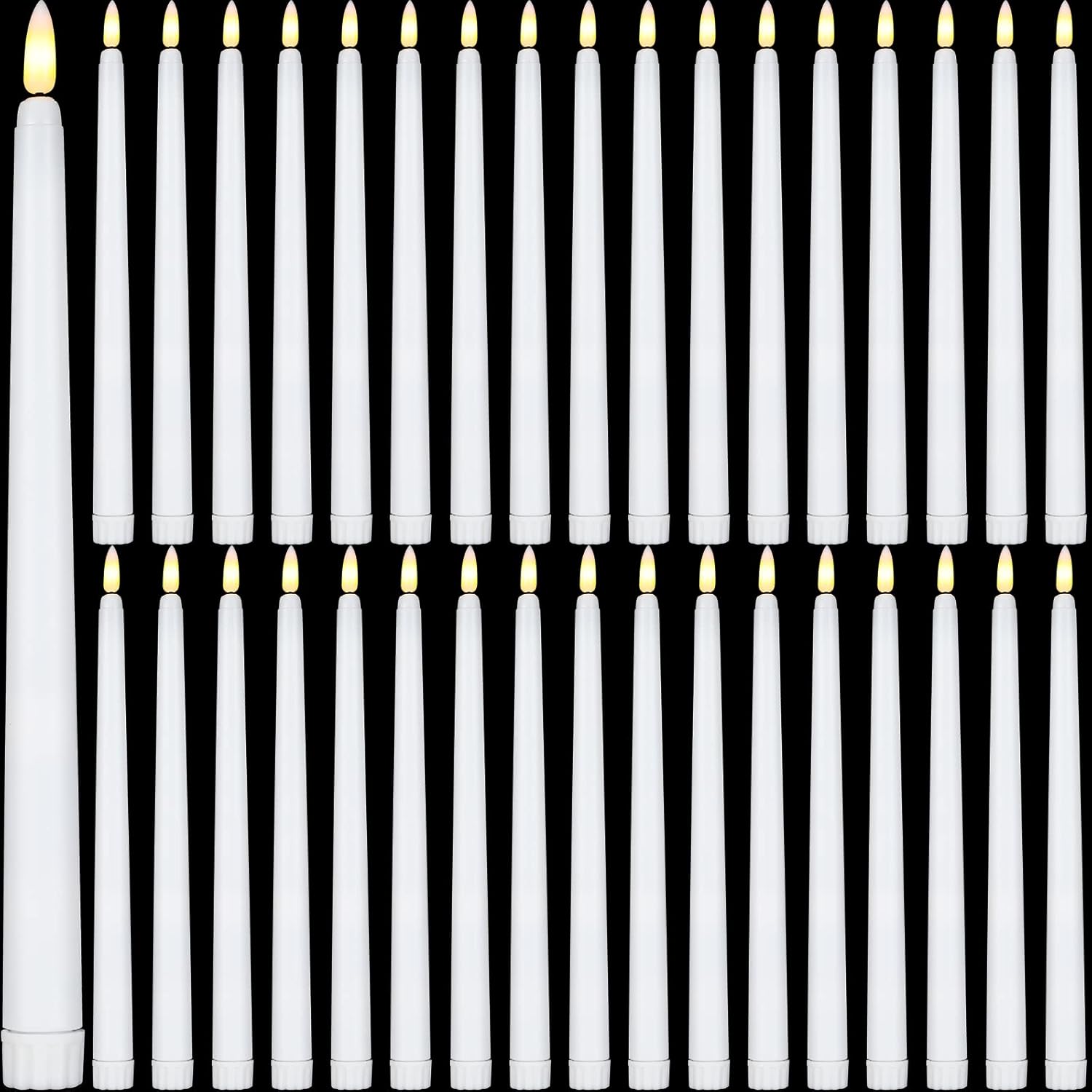 Reginary 36 Pieces Flameless Taper Candles Battery Operated Bulk 11" Plastic Lights LED Candlesticks Window Candles for Birthday Wedding Church Decor Party Supplies(White)