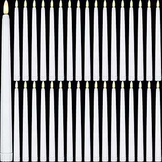 Reginary 36 Pieces Flameless Taper Candles Battery Operated Bulk 11" Plastic Lights LED Candlesticks Window Candles for Birthday Wedding Church Decor Party Supplies(White)