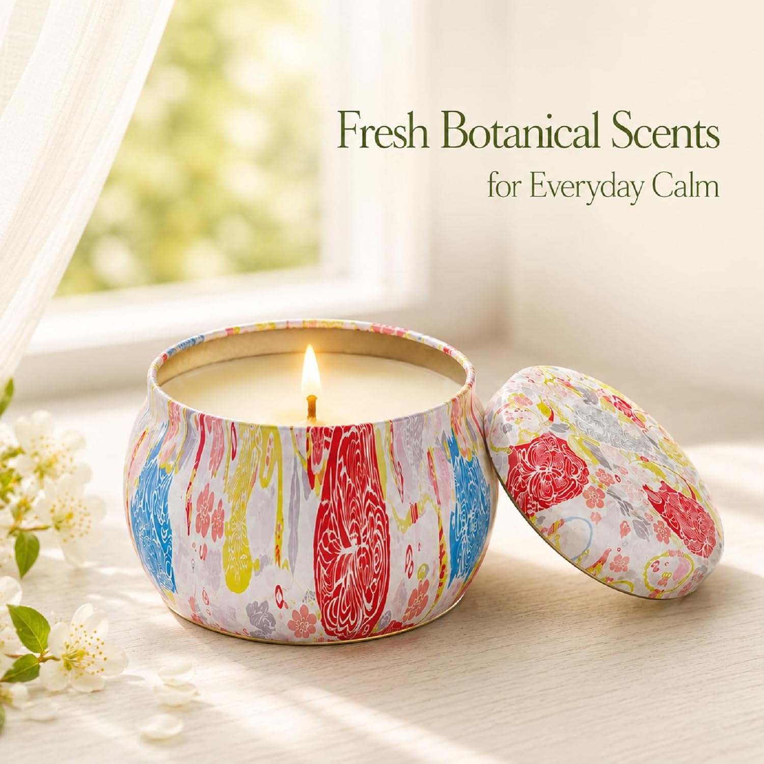 6 Pack Scented Candles Gift Set for Women, Soy Wax Tin Candles, 4 oz Each, 6 Fresh Botanical Scents, Up to 180 Hr Total Burn, Birthday Housewarming Thank You Gifts