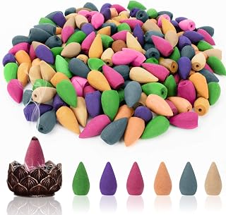 Sukh Backflow Incense Cones for Waterfall - Waterfall Scented Incense Cone 108 PCS Backflow Smoke Burning Cone Incense Bulk 6 Different Incense Waterfall Cones for Backflow Waterfall Incense Burner