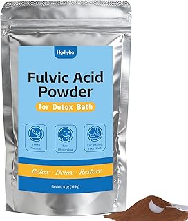 Fulvic Acid Detox Bath Soak Powder -4oz - Natural Mineral Bath Soak for Body & Foot Soak, Foot Soak for Tired Feet, Fast Dissolving Bath Powder, Gentle on Skin, Vegan Self Care, Includes 5g Scoop