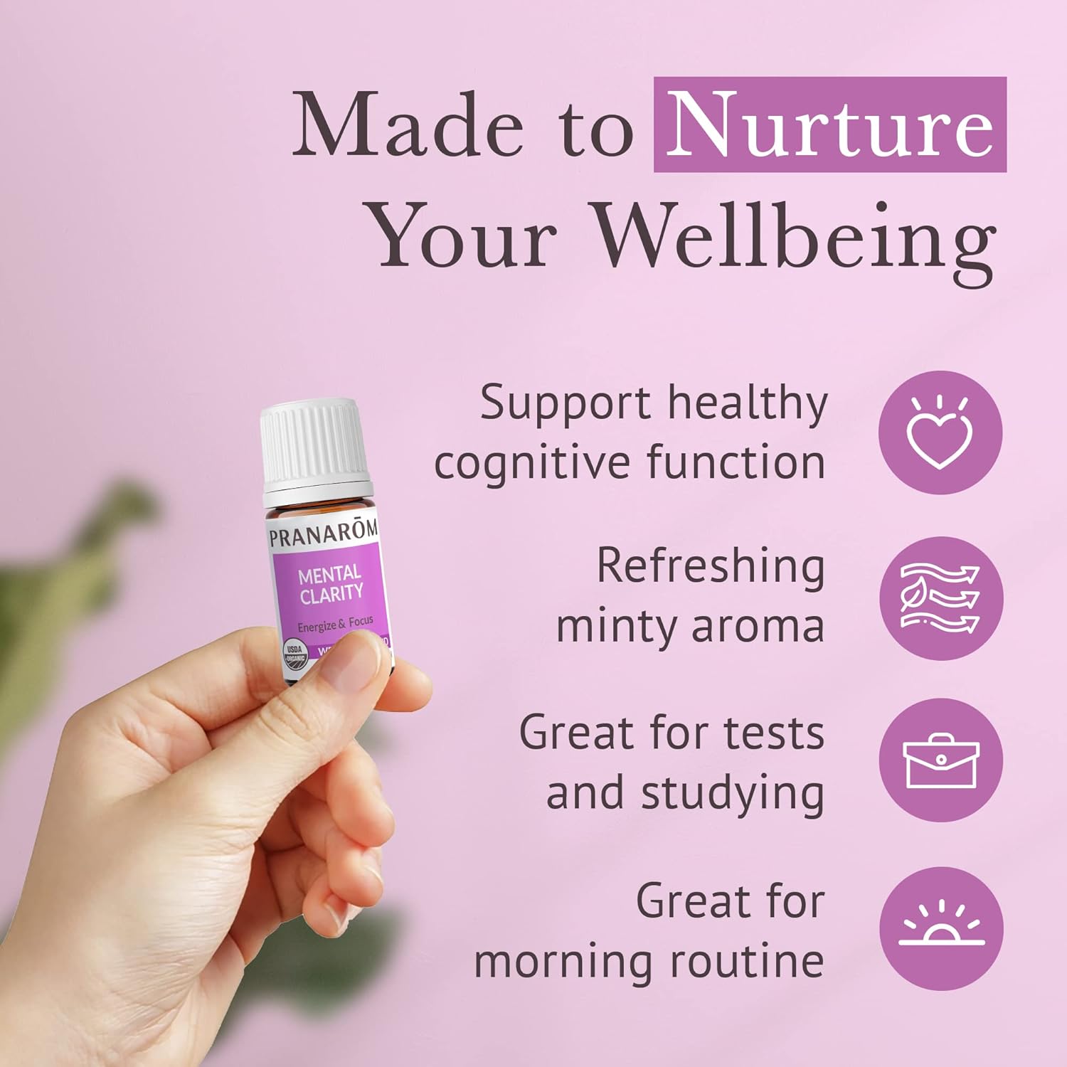 Pranarom - Mental Clarity & Focus Essential Oil, Pure Essential Oil for Diffusers, Revitalizing Aroma Oil, Lavender, Lemon, Peppermint, and More, Organic Essential Oil Blend, 2 Pack of 5ml Each