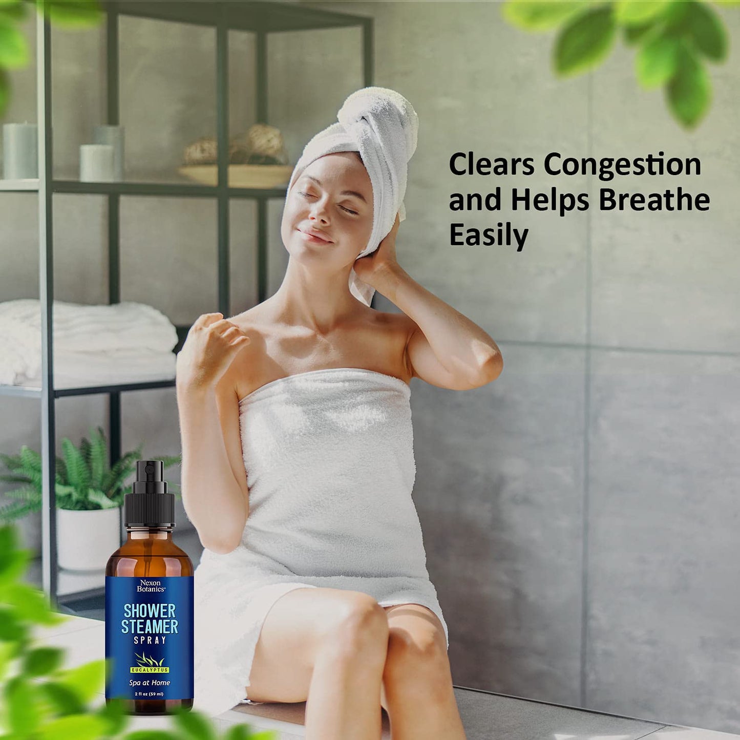 Eucalyptus Shower Steamer Spray 2 fl oz – Aromatherapy Shower Mist with Essential Oils – Eucalyptus Steam Spray for Sauna, Spa, Bathroom & Room – Nexon Botanics