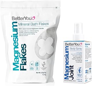 BetterYou Joint Bundle - Magnesium Mineral Bath Flakes and Joint Body Spray - Bath Salts and Essential Oils Spray Soothes Tired Muscles - 2 pc