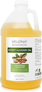 velona Sweet Almond Oil - 1 Gallon / 128 Fl Oz | 100% Pure and Natural Carrier Oil |Cold Pressed | Skin, Hair, Body & Face Moisturizing | Use Today - Enjoy Results…