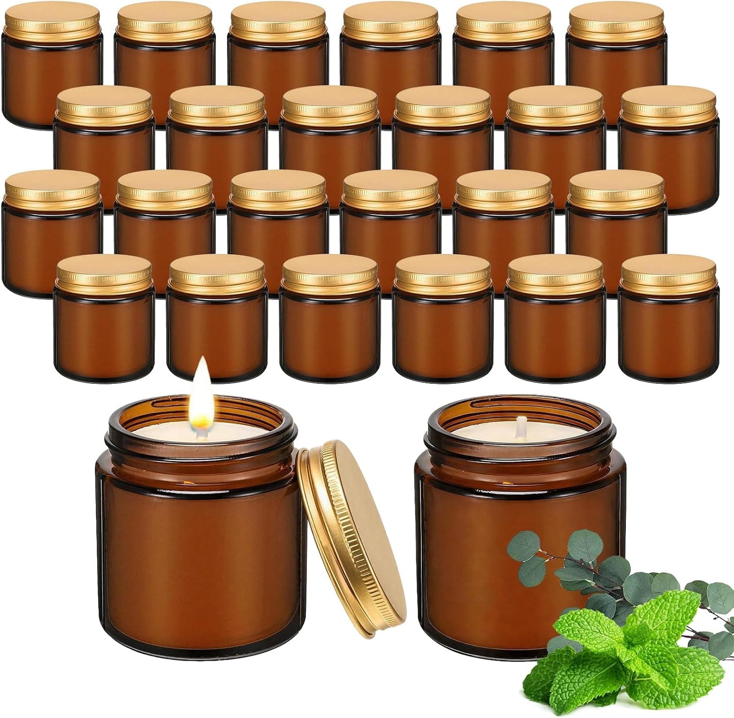 24 Pcs 4 Oz Mini Soy Wax Candles, Eucalyptus Mint Scented Aromatherapy Candles Bulk Set, Stress Relief Relaxation Candle, Ideal for Wedding Birthday Party Favors, Gifts and Home Decor