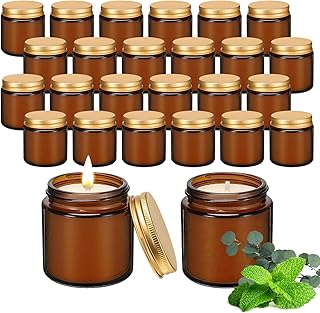 24 Pcs 4 Oz Mini Soy Wax Candles, Eucalyptus Mint Scented Aromatherapy Candles Bulk Set, Stress Relief Relaxation Candle, Ideal for Wedding Birthday Party Favors, Gifts and Home Decor