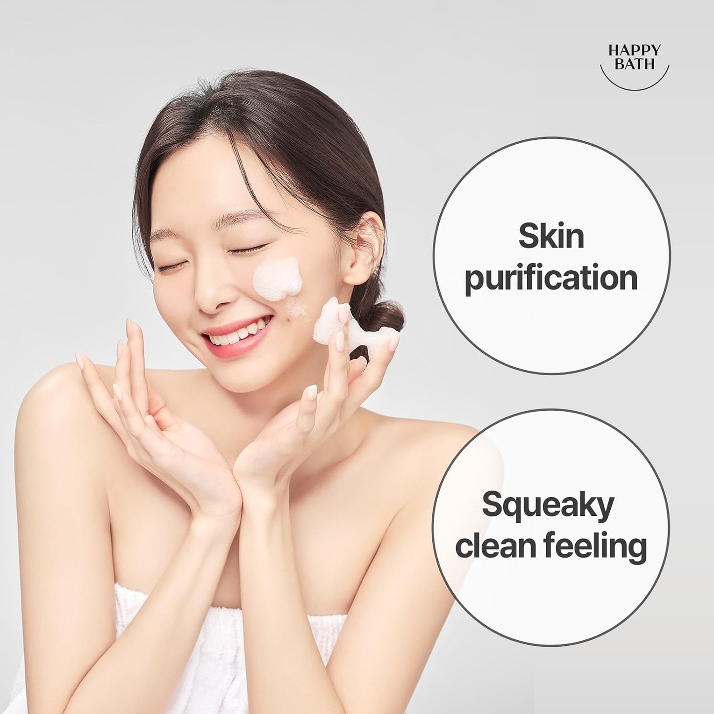 HAPPY BATH Deep Sea Salt Facial Cleanser, Exfoliating Face wash with Cellulose beads, Combination to Oily Skin, Korean Foaming Face Cleanser, Gentle Formula for Daily Use, 5.29 Fl Oz.