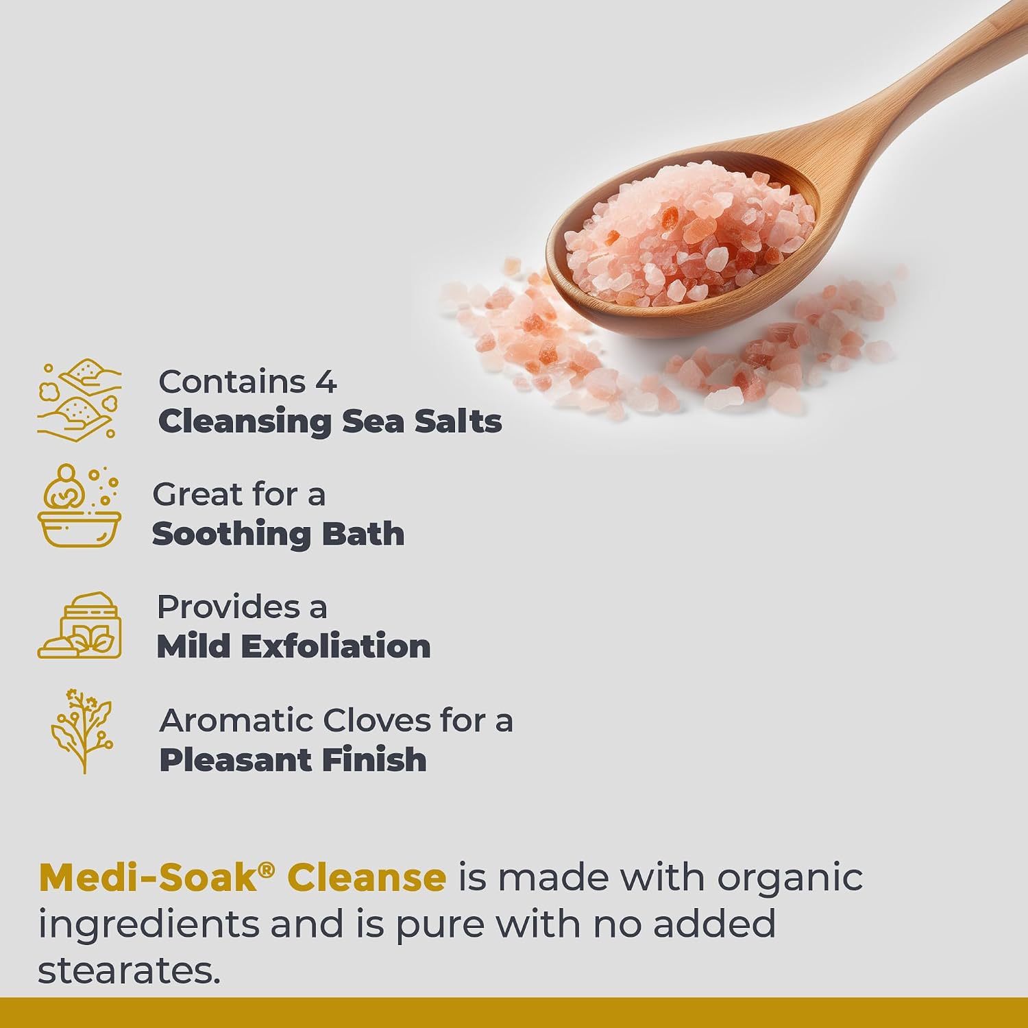 Premier Research Labs Medi-Soak - Bath Salts for Foot and Body Soak, Sea Salt Bath for Women and Men, Relaxing Mineral Bath Soak, Gentle Exfoliant, Organic, Vegan, No Added Fillers - 2 Lb