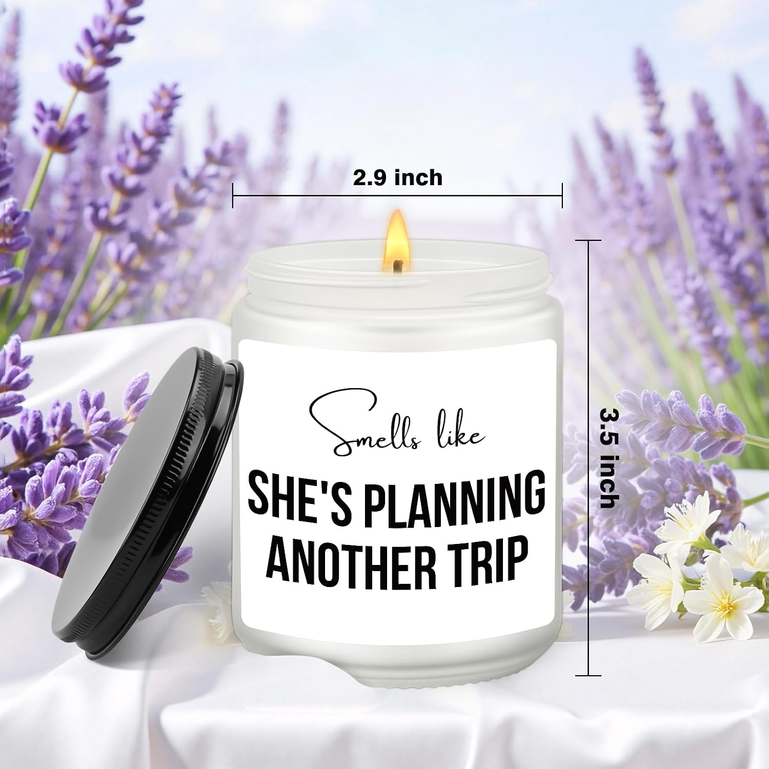 Smells Like She's Planning Another Vacation Candle, Traveler Gifts, Spring Summer Vacation Gift for Her, Present for Traveler Friend, World-Traveler Gifts, Funny Wanderlust Gift, Family Trip Present