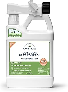 Wondercide - Outdoor Pest Control Spray with Natural Essential Oils - Mosquito, Ant, Flea, Tick, Insect Repellent, Treatment, Killer - Safe Around Pets Kids 32 oz