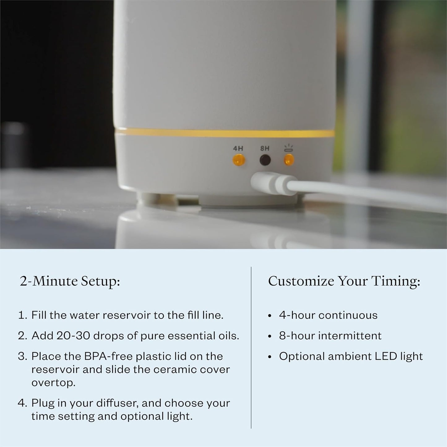 Vitruvi Stone Diffuser, Ceramic Ultrasonic Essential Oil Diffuser for Aromatherapy | Ceramic Diffuser, Diffusers for Home, Oil Diffuser, Housewarming Gift, Original Diffuser | White, 90ml Capacity