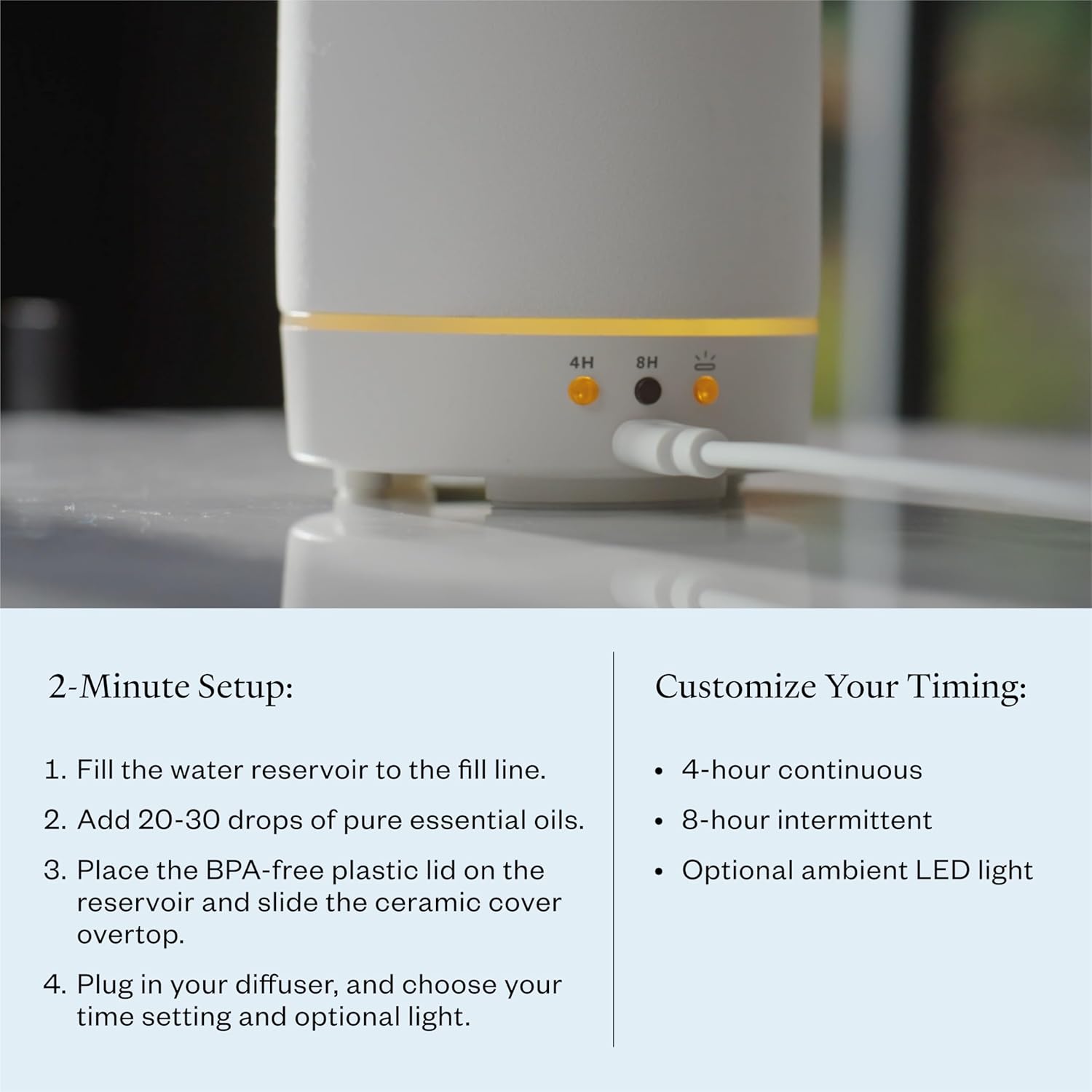 Vitruvi Stone Diffuser, Ceramic Ultrasonic Essential Oil Diffuser for Aromatherapy | Ceramic Diffuser, Diffusers for Home, Oil Diffuser, Housewarming Gift, Original Diffuser | White, 90ml Capacity