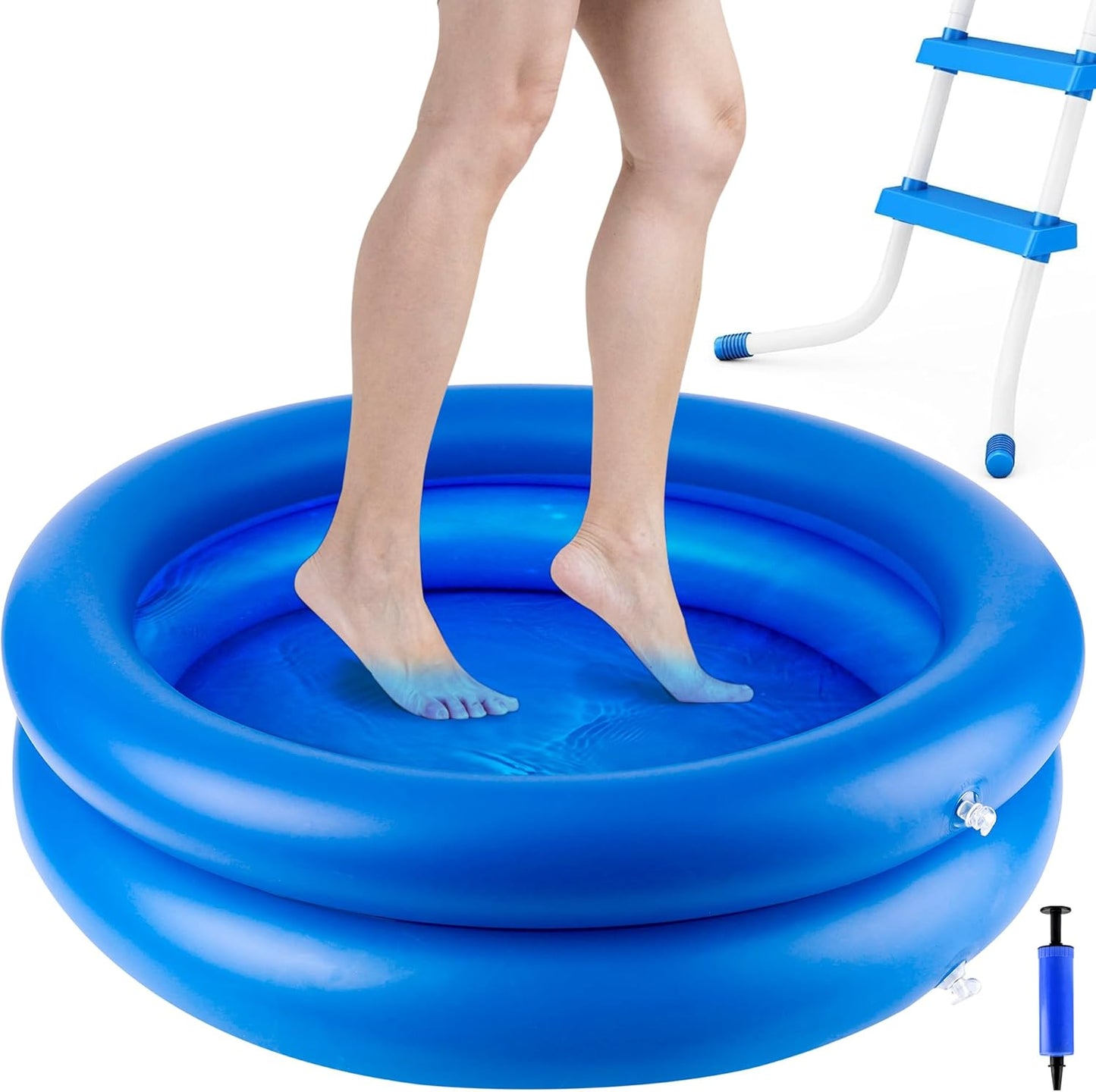 UNIFAMILY Inflatable Pool Foot Bath Basin Thickness, Portable Foot Soaking Bath Basin for Entry Pool Ladder, Pools Foot Bath Tray, Clean Feet Accessories with Pump, Small Inflatable Pool