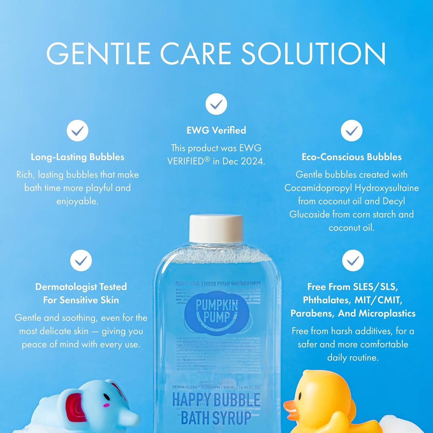PUMPKINPUMP Happy Bubble Bath Syrup, 16.9 fl. oz, 8 Types hyaluronic Acid, Suitable for Sensitive Skin