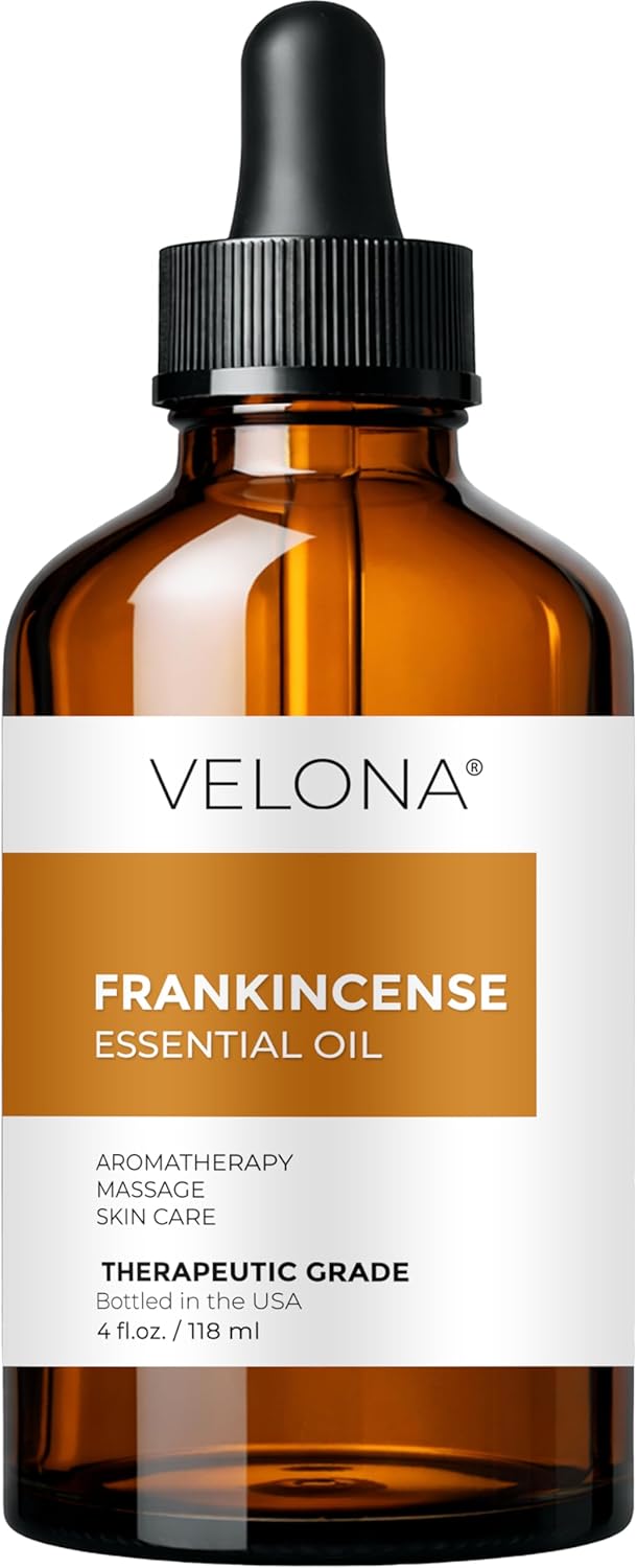 velona Frankincense Essential Oil - 4 oz | Therapeutic Grade | for Aromatherapy Diffuser, Massage, Skincare, Haircare, Soapmaking | Undiluted and Multipurpose in Glass Bottle