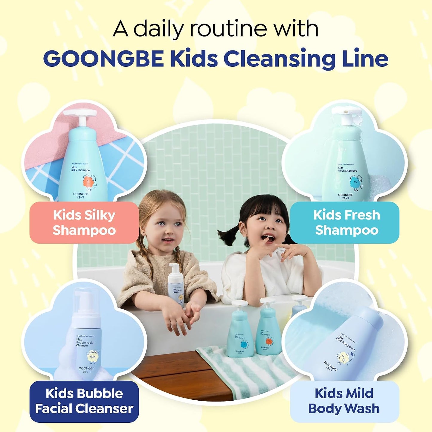 GOONGBE Kids Bubble Face Wash – Tear-Free Micellar Foam Cleanser for Sensitive Skin – Gentle Sunscreen Removal, Low pH with Panthenol & Cica – Pump Foam, Allergen-Free, 3.38 fl oz