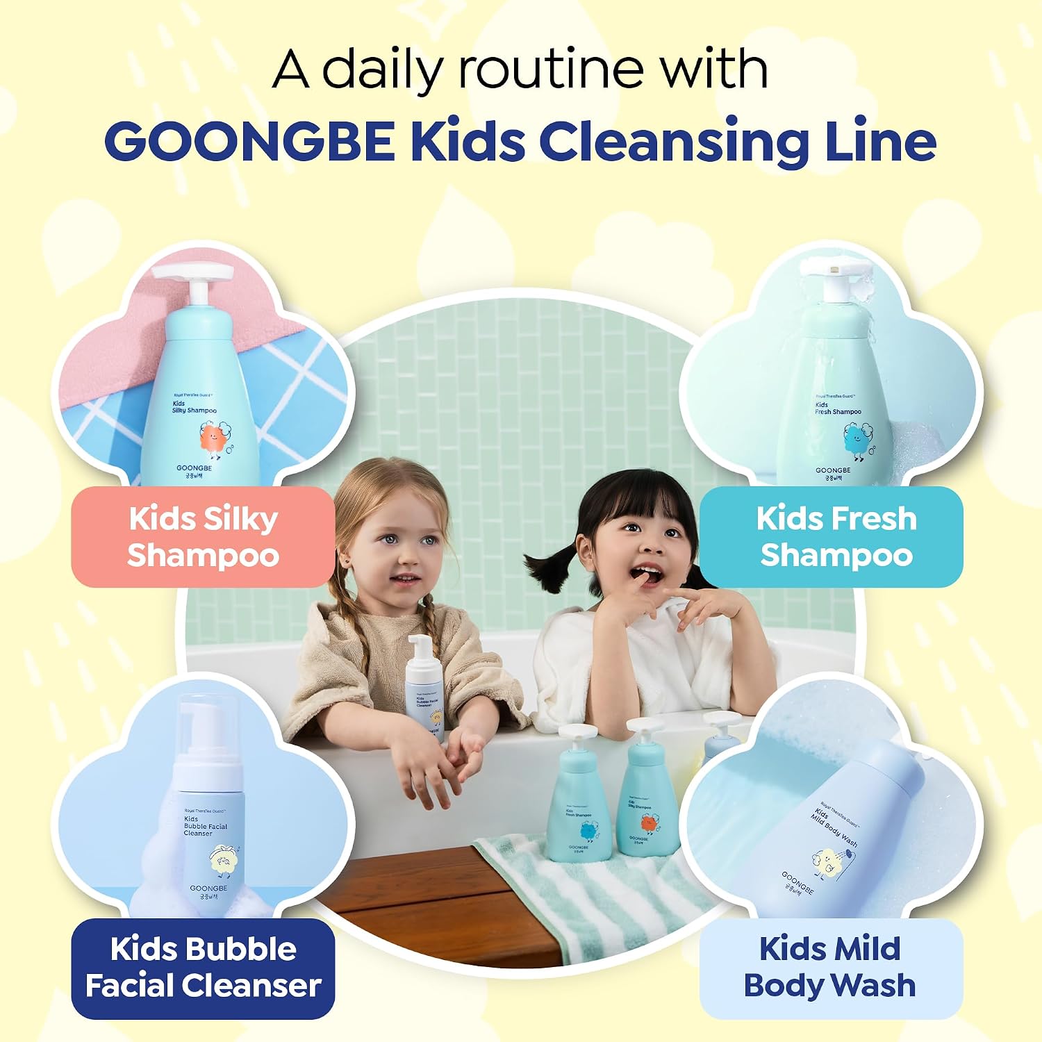 GOONGBE Kids Bubble Face Wash – Tear-Free Micellar Foam Cleanser for Sensitive Skin – Gentle Sunscreen Removal, Low pH with Panthenol & Cica – Pump Foam, Allergen-Free, 3.38 fl oz