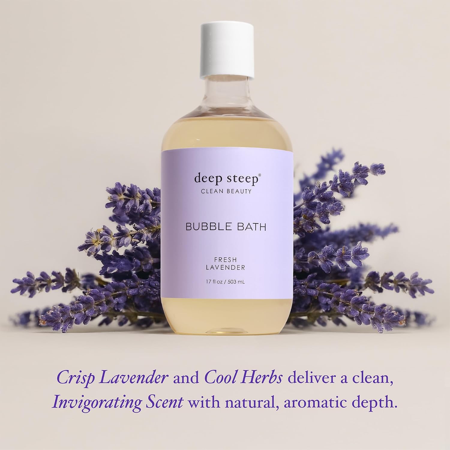 Deep Steep Bubble Bath, Fresh Lavender 17 oz (Pack of 2) – Hypoallergenic, Clinically Tested Soothing Soak with Shea Butter & Argan Oil – Sulfate-Free