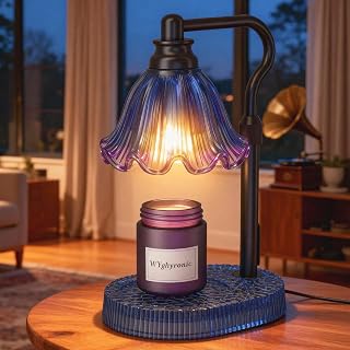 Candle Warmer Lamp with Adjustable Height - Flameless 4-Level Dimmable Wax Warmer, Timer Function & Stylish Design in Multiple Colors(Blue)