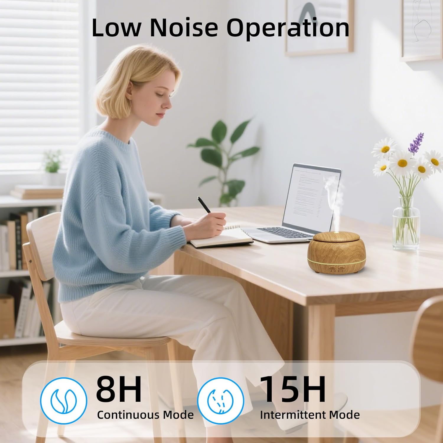 SPLITSKY 300ML Essential Oil Diffusers for Home,Ultrasonic Aromatherapy Diffuser with Remote,7 Color LED Lights,4 Timers,8 Hours Quiet Operation,Auto-Off,for Bedroom, Home,Office(Light Wood)