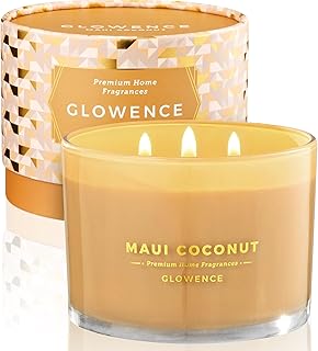 Luxury Coconut Scented Candle - Large 3 Wick Jar Candle - Elegant Gift for Women & Men - 100% Natural Soy Wax - Up to 40 Hours Burning Time - Housewarming Aromatherapy Candle for Home