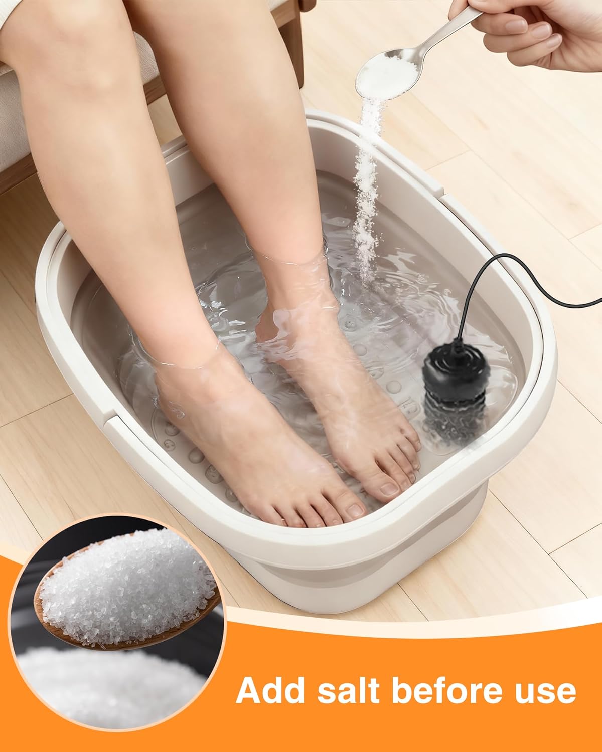 Ionic Foot Bath Detox Machine, Foot Detox Soak Tub with 2 Arrays, 80 Disposable Foot Spa Liners, Sea Salt, Folding Foot Spa Bucket, Home Salon-Level Foot Soaking Tub