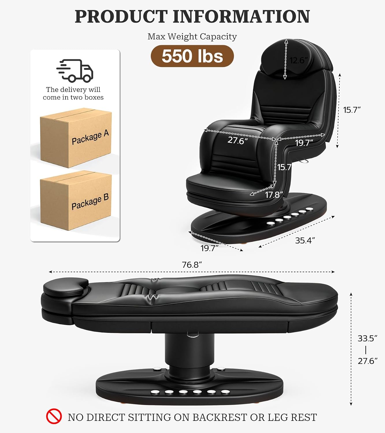 VARONXE Fully Electric Massage Table Esthetician Bed, Adjustable Spa Facial Bed Lash Chair with Light, Ergonomic Medical Exam Table for Beauty Treatment Tattooing Waxing, Black Stool