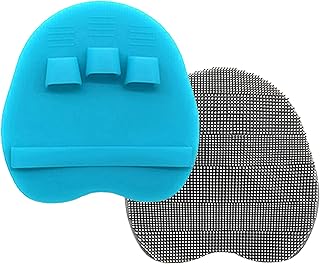2 Pack Soft Silicone Shower Brush, Body & Face & Short Hair Wash, Bath Exfoliating Skin Massage Scrubber, Dry Skin Brushing Glove Loofah, Fit for Sensitive and All Kinds of Skin (Blue+Gray)