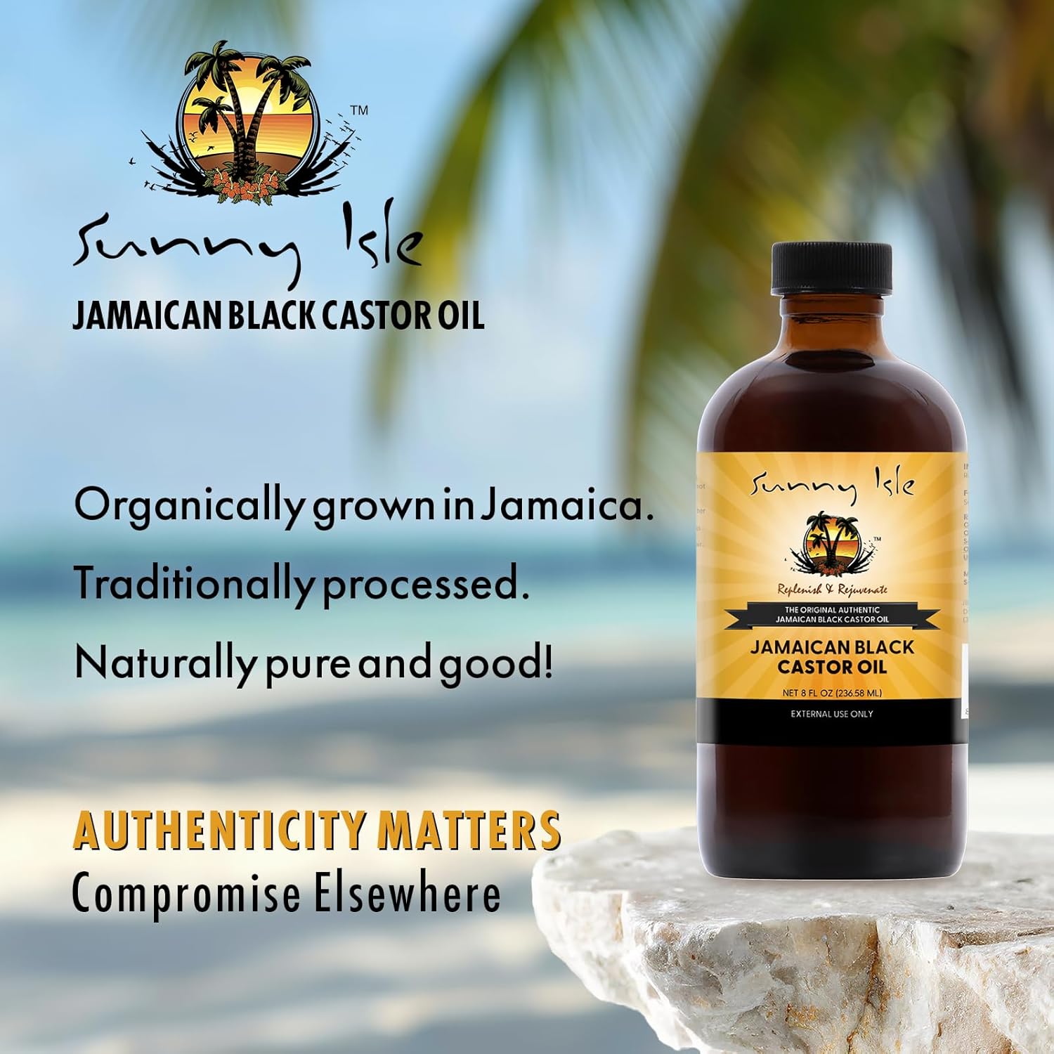 Sunny Isle Jamaican Black Castor Oil - Moisturizing, Thickening, Repairing - 8 Fl Oz