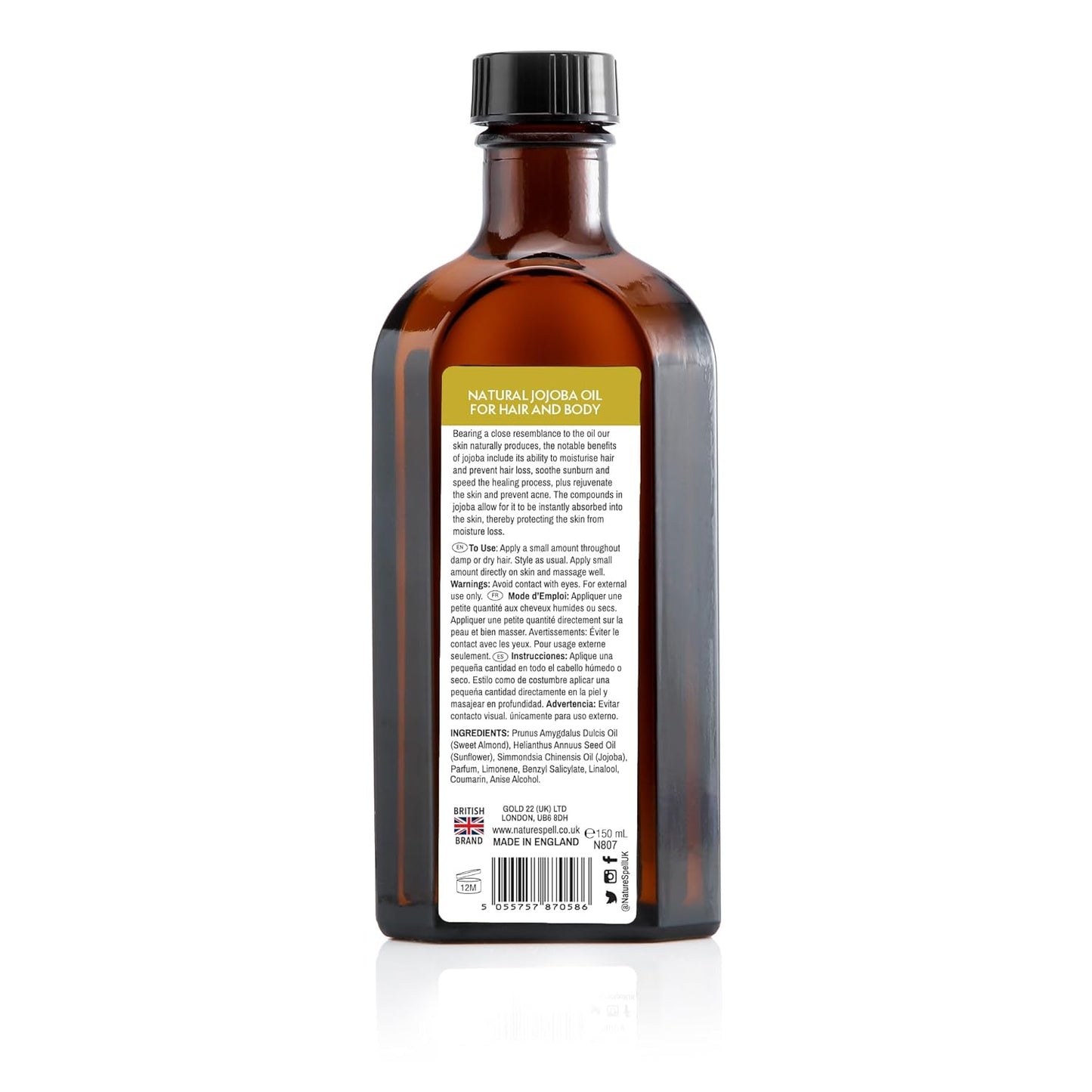 Nature Spell Jojoba Oil, Pre-Diluted Hair Growth Oil, Supports Dry & Damaged Strands, Moisturises Follicles, Adds Shine & Resilience to Tresses, For All Hair Types, Vegan, 5.07 Fl Oz