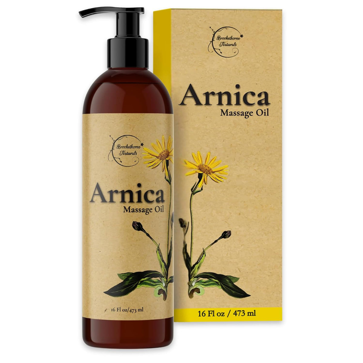 Brookethorne Naturals Arnica Massage Oil for Massage Therapy