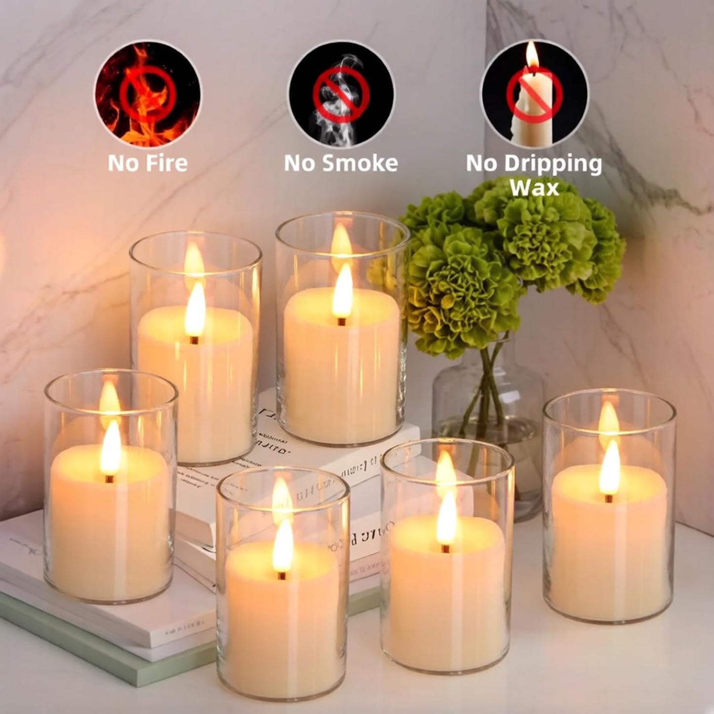 Flickering Flameless Candles, 6 Pack LED Tea Lights Candles with Remote and Timer, 300+ Hours Battery Operated Candles for Votive, 2“x 3” Small Fake Candles for Home Decor Wedding Table Decor