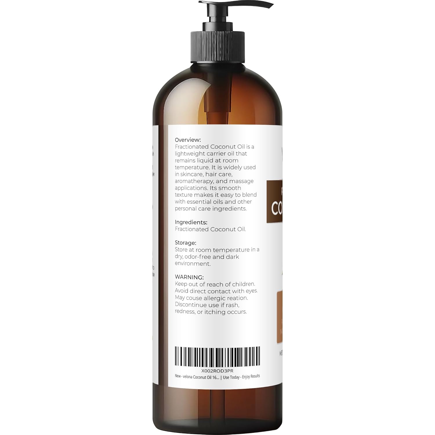 velona MCT Coconut Oil - 16 Fl Oz | 100% Pure and Natural Carrier Oil | Fractionated | Skin, Face, Body, Hair Care | Use Today - Enjoy Results