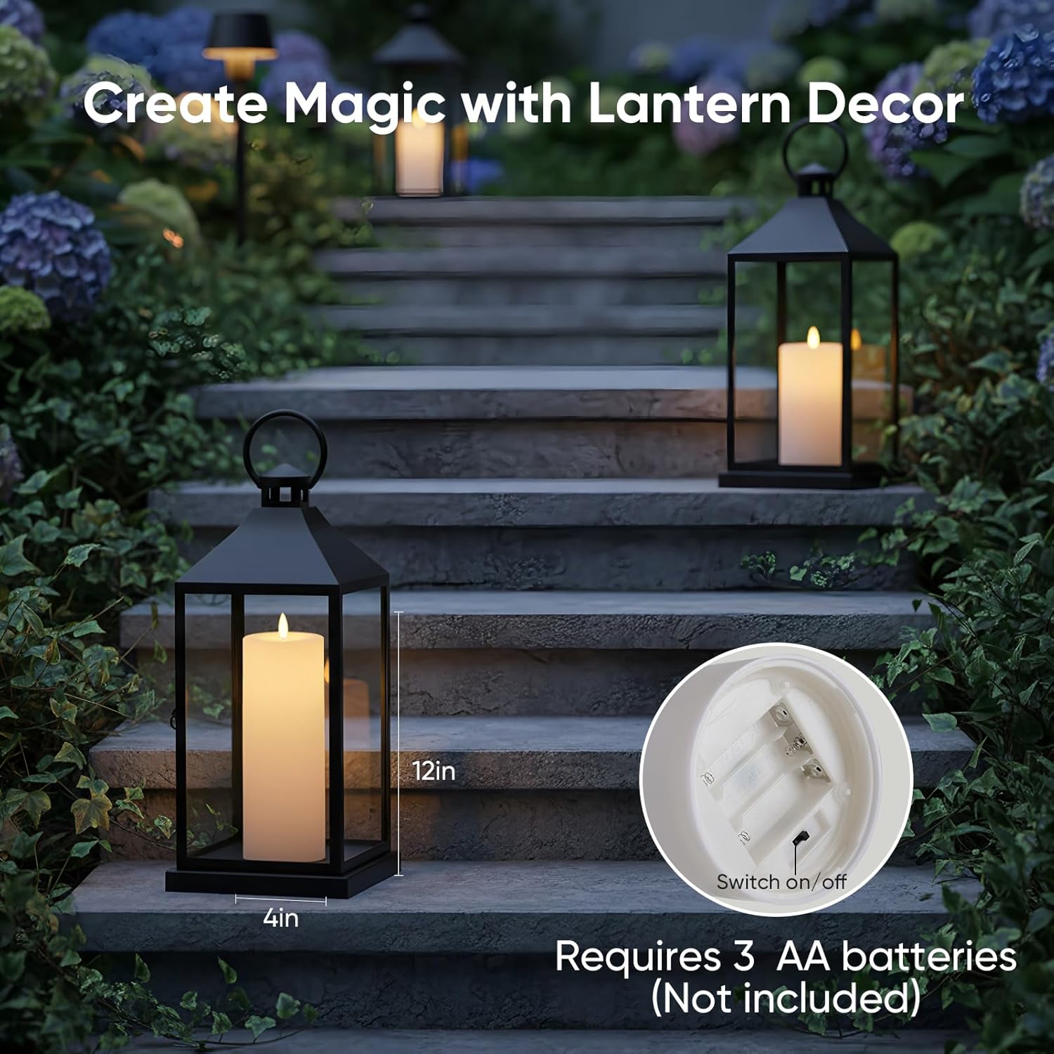 4"x10" Large Outdoor Flameless Candles, Waterproof Battery Operated LED Pillar Candles with Remote & Timer for Patio Porch Lanterns, Set of 2, White