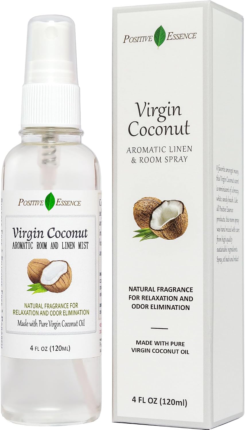 Virgin Coconut Linen and Room Spray, Natural Aromatic Mist Made with Pure Virgin Coconut Oil, Relax Your Body & Mind, Perfect as a Bathroom Air Freshener Odor Eliminator