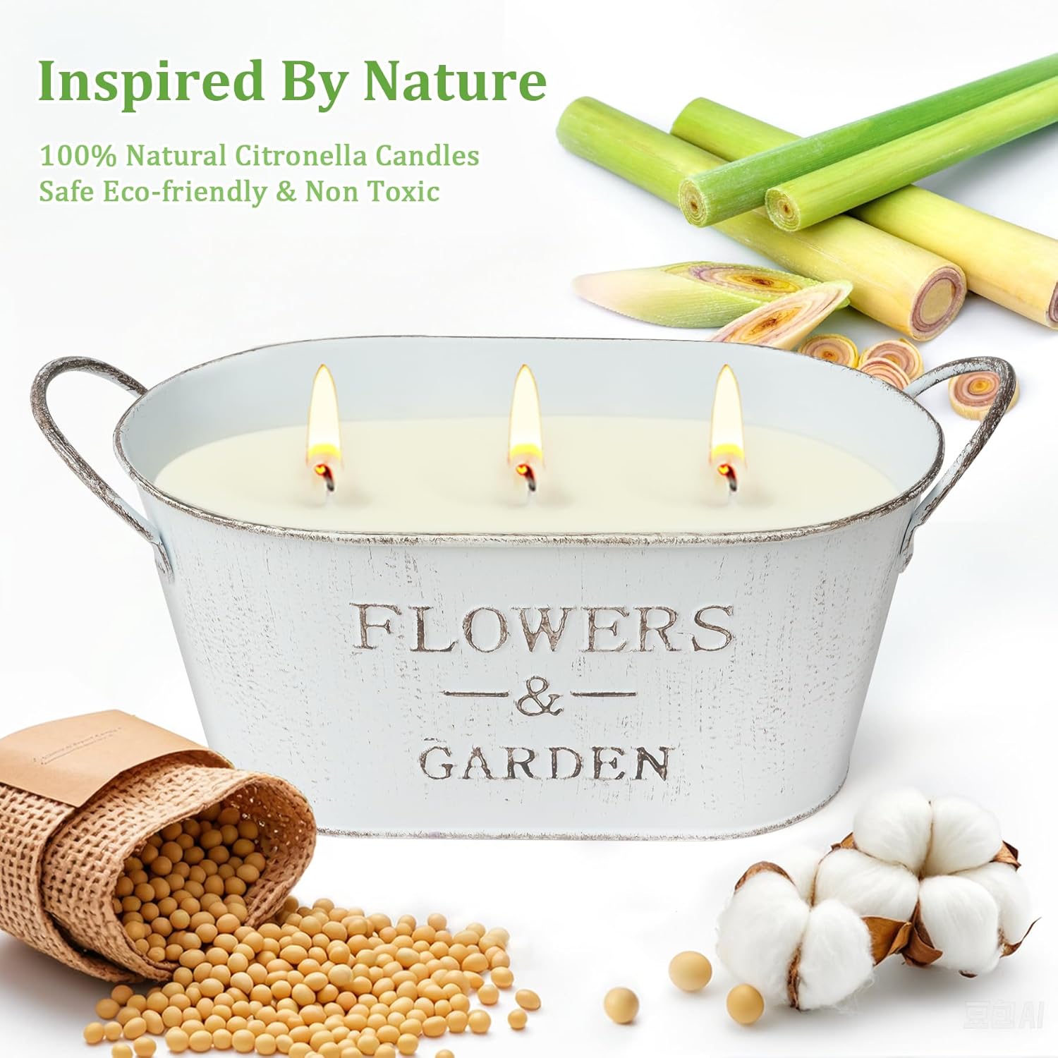 Citronella Candles Outdoor, 30oz Large Citronella Candles for Patio Yard Home, 3-Wick Natural Soy Wax Lemongrass Scented Candle, 150 Hours Long Lasting Burning Candle for Garden Balcony Camping